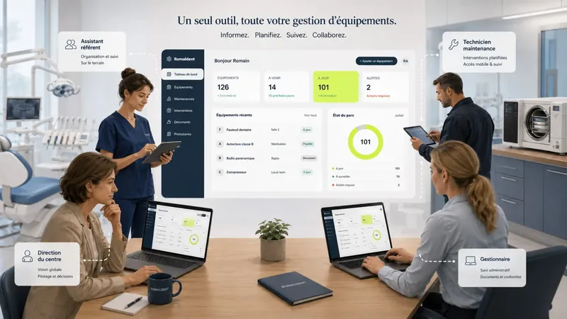 Les quatre profils utilisateurs de Romaldent autour du même tableau de bord